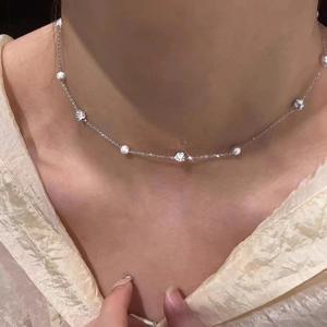 Collier en perles d'eau douce Sparkling Planet Starry Sky, argent S925, design de niche de luxe, effet lumineux sensationnel pour l'été 2022 - Product Image 2