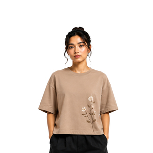Womens Custom Boxy Tee Premium Cotton Relaxed Fit Short Sleeve T Shirt Wholesale Streetwear OEM ODM Private Label Clothing Boxy - Product Image 1