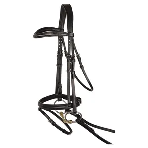 Premium quality English saddle style horse bridle and <b>halter</b> made from genuine leather for outdoor equestrian use - Product Image 2