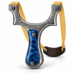 Collection de cadeaux de prestige : Lance-pierre en acier Damas, artisanat de qualité supérieure, motif décoratif en acier fait main, objet de collection - Product Image 4