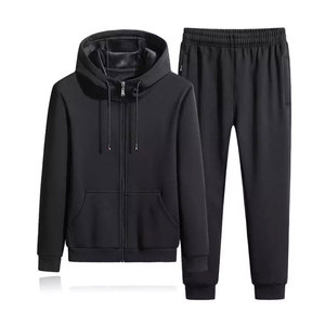 OEM ODM Men Gym Workout Running Zipper Tracksuit With Drawstring Hooded Long Sleeve Workout Zipper <b>Hoodies</b> & Pants Set - Product Image 1