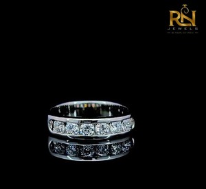 Flush <b>Set</b> Round Lab Grown Diamond Band Solid Gold Embedded Line <b>Ring</b> <b>Men</b> Women OEM ODM Wholesale B2B Supply - Product Image 2