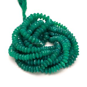 Perles Rondelles Facettées en Onyx Vert Naturel de Coupe Allemande 8MM 10MM Vente en Gros Perles Rondelles Facettées en Onyx Vert 16 Pouces pour Bijoux - Product Image 3