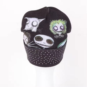 Bonnets d'hiver en acrylique personnalisés avec logo imprimé et revers, bonnets de pêcheur en tricot avec strass et logo, bonnets unisexes - Product Image 6