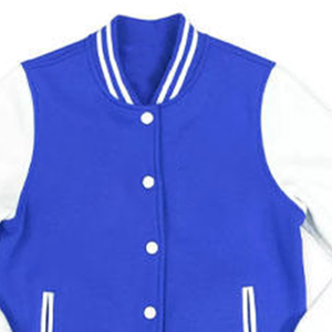 เสื้อแจ็คเก็ตวาร์ซิตี้ ZPB สีขาวและสีน้ำเงินรอยัล ผ้าฝ้าย 60% โพลีเอสเตอร์ 40% ปักโลโก้ สำหรับผู้หญิง แบรนด์ Greek Life Apparel ชุดยูนิฟอร์มมหาวิทยาลัย - Product Image 3