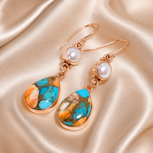 Pendientes Colgantes de Perlas y Turquesa Ostra de Alta Calidad, Plata de Ley 925, Hechos a Mano, con Piedras Preciosas, Joyería para Mujer, Regalo para Mamá - Product Image 5