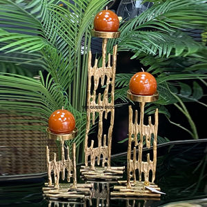 Décorations très vendues : Bougeoir de table unique en béton, motif branche d'arbre en aluminium, avec bougeoir en verre pour mariage - Product Image 5