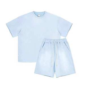 <b>Men's</b> Breathable Knitted Streetwear Sporty <b>Jacket</b> and Shorts Set Quick Dry Solid Cotton 220g <b>Summer</b> Outfit - Product Image 2