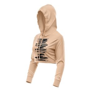 Sudadera con capucha de algodón 100% lavado para mujer, diseño OEM, con estampado de espuma y bloques de color, manga corta, estilo dulce de invierno, para yoga y ejercicio. - Product Image 2