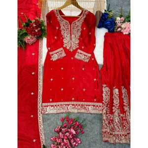 Conjunto de Top y Pantalón con Dupatta de Diseño para Mujer, Ideal para Fiestas - Product Image 1