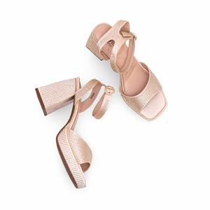 Sandalias de tacón dorado FN5946 Calzado de novia elegante - Product Image 1