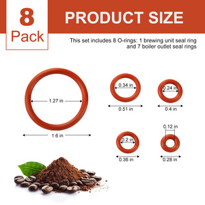 Joint torique en silicone de qualité alimentaire compatible avec les machines à café professionnelles Saeco Philips Gaggia pour la sortie de la chaudière (8 pièces) - Product Image 2