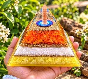 Pirámide de orgón de citrino grande para sanación energética, decoración Feng Shui de abundancia, regalo de reiki - Product Image 2