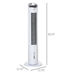 40\" <b>Portable</b> <b>AC</b>-powered Air Cooler with 8H Timer 3-in-1 Oscillating Humidifier LED Display 3 Modes-for Home Use in UK/AU White" - Product Image 3
