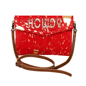 Bolso de Mano Tipo Clutch con Asa Cruzada de Piel de Vaca para Mujer, Hecho a Mano, de Cuero Genuino, Estilo Rodeo Rústico - Product Image 1