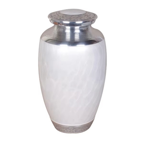 Urnas de cremación de latón con nácar blanco, hechas a mano, de primera calidad, tamaño grande para adultos, artículos funerarios de metal, ataúd para entierro humano. - Product Image 1