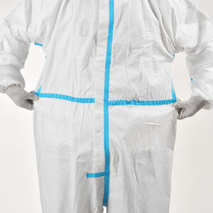 Combinaison de protection blanche avec capuche et bordure bleue, combinaison intégrale pour vêtements de travail de sécurité - Product Image 4