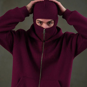 Cotton Balaclava Hoodie Men's Zip Regular Fit Type Full Mask Pullover 100% Cotton Fleece Men's Balaclava Hoodie For Online Sale - Product Image 3