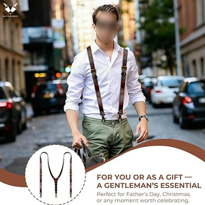 Good Selling New Arrival Handmade Vintage Men's Y-<b>Back</b> <b>Braces</b> Brown Leather Suspenders With Metal Clips For Wholesale Rate - Product Image 5