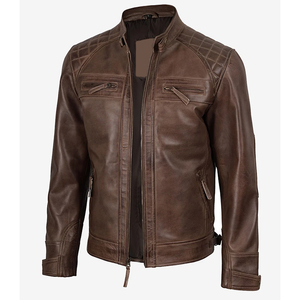 2026 OEM Hot Selling Cogan Brown Cowhide Leather Jacket For Men's Genuine 100%High Quality Low MOQ Winter Fashion <b>Heated</b> Jackets - Product Image 4