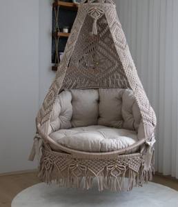 Handmade <b>Macrame</b> <b>Hanging</b> Swing <b>Chair</b>: Boho Balcony Decor - Product Image 3