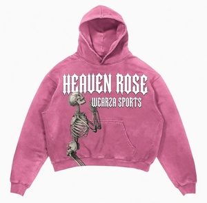 Sudadera con Capucha de Punto para Hombre Tallas Grandes, Oversize, con Estampado Gráfico Lavado Ácido, Logo Personalizado, Diseño de Esqueleto Graffiti, OEM, Venta al por Mayor, Streetwear - Product Image 4