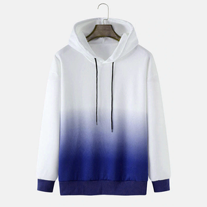 Sudadera con Capucha para Hombre de la Mejor Calidad, Diseño Degradado de Color Blanco a Azul, Corte Regular, Informal, Tejida en Poliéster, para Otoño - Product Image 1