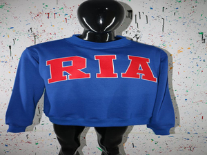 RIA Blue Crew Neck Sweatshirt RIA Print Regular Fit Casual Knitted 100% Cotton Autumn <b>Pullover</b> URBAN PRODUCTIONS - Product Image 3