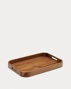 <b>Set</b> of 2 Rustic Wooden <b>Antique</b> Rectangular Nesting Breakfast Food Snack <b>Tea</b> Coffee Serving Display Serving Tray For Hotels Used - Product Image 2