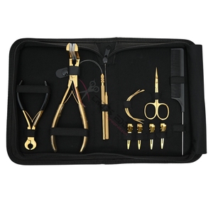 Hair Extension <b>Tools</b> Kit wire Loop Threader Pulling <b>Hook</b> <b>Tool</b> Duckbill Sectioning Clips C-Shape Extension Needles Tape in plier - Product Image 6