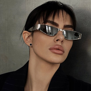 Lunettes de soleil rectangulaires rétro tendance 2025 pour hommes et femmes, protection UV400, style punk, logo personnalisé, montures métalliques de haute qualité - Product Image 4