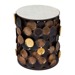 Exclusivo y Elegante Soporte de Aluminio Fundido con Base Dorada y Tapa Redonda de Mármol Blanco para Mesas de Centro de Lujo para el Hogar y Hoteles - Product Image 4