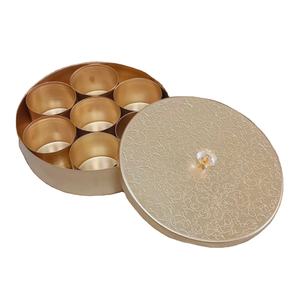 Boîte à épices classique en laiton avec couvercle gravé artistiquement et compartiments intérieurs, boîte de rangement de qualité supérieure, boîte de rangement de cuisine - Product Image 1