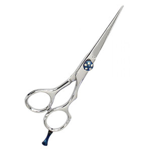 Ciseaux de coiffure professionnels en acier inoxydable allemand, pour droitiers, manche moyen, lame tranchante, couleur argent, vis bleue - Product Image 4