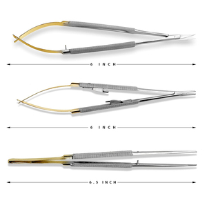 ชุดอุปกรณ์จับเข็มไมโครกรรไกร 3 TC Castroviejo พร้อมคีมจับสำหรับงานทันตกรรมและจักษุวิทยา ขนาด 6 นิ้ว - Product Image 1