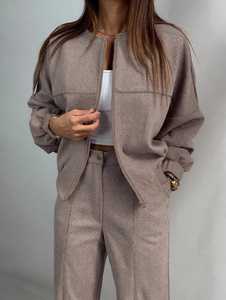 Women Zip Up Jacket <b>And</b> Wide Leg Pants 2 Piece <b>Long</b> <b>Set</b> - Product Image 5