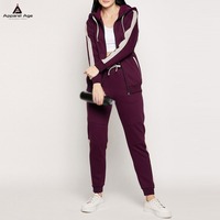Ensemble de survêtement 2 pièces pour femme avec logo personnalisé, pantalon long et veste zippée, idéal pour le sport et la détente hivernale
