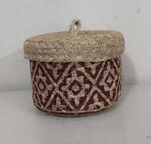 Panier de rangement en jute à marque privée avec poignées et panier tissé à la main avec couvercle pour fruits, jouets, vêtements et couvertures - Product Image 2