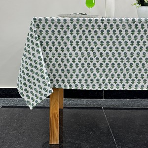 Handmade Modern Indian Block Print Floral Cotton Eco-Friendly Reusable Durable Washable Customizable <b>Square</b> <b>Tablecloth</b> Weddings - Product Image 1