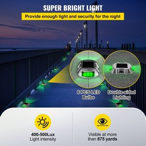 Set di 4 Luci Solari da Esterno Impermeabili con Interruttore Wireless, 6 LED per Illuminazione di Vialetti e Pontili - Product Image 5