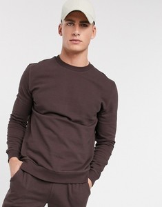 Ensemble de survêtement en coton marron pour homme, col rond, manches longues, couleur unie, pantalon de jogging décontracté, respirant, poids moyen, pour l'automne - Product Image 2