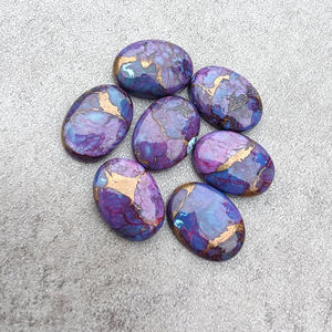 Pierre précieuse ovale en turquoise cuivrée de qualité AAA+, polie, calibrée, cabochon, pour la fabrication de bijoux - Product Image 2