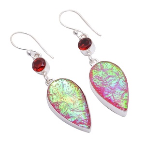 Boucles d'oreilles pendantes personnalisées en argent sterling plaqué avec quartz améthyste et multi-pierres précieuses Exportateur de bijoux fins - Product Image 2