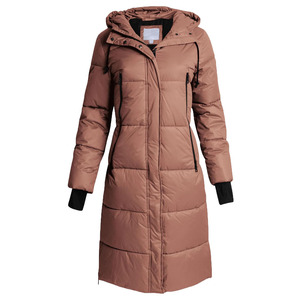 Custom Logo Nylon Long Puffer Hoodie Women Oversize Winter Coat Thicken Warm Duck Feather Over Knee Bubble <b>Jacket</b> - Product Image 4