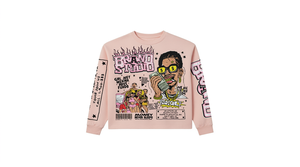Orange <b>Long</b> <b>Sleeve</b> <b>Crop</b> <b>Top</b> <b>With</b> Cartoon Print Streetwear Style Men's Oversized Jersey T-Shirt - Product Image 3