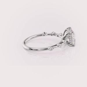 Bague de luxe en argent sterling 925 massif pour femme, sertie de diamants de laboratoire taille princesse et diamants latéraux, plaquée rhodium, certifiée IGI - Product Image 4