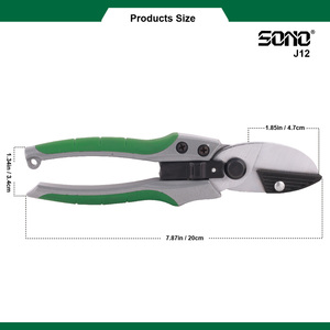 Sécateur de taille industriel portable SONO J12 avec poignée en aluminium, poignées antidérapantes souples en TPR, lame en acier au carbone revêtue de PTFE, durable - Product Image 4