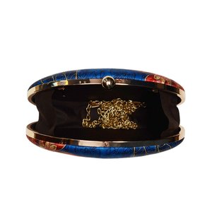Bolso de Mano Azul con Diseño Floral, Bolso Étnico de Diseñador para Mujer, para Bodas y Eventos Festivos - Product Image 3