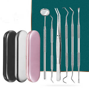 Kit d'outils dentaires : Miroir buccal, sonde, instrument de nettoyage des dents, outil de préparation dentaire, outil de nettoyage des dents - Product Image 1