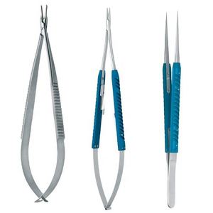 Ensemble d'instruments microchirurgicaux ophtalmiques en acier : porte-aiguilles/ciseaux/pincettes, manuel, certifié CE, certifié ISO13485 - Product Image 5